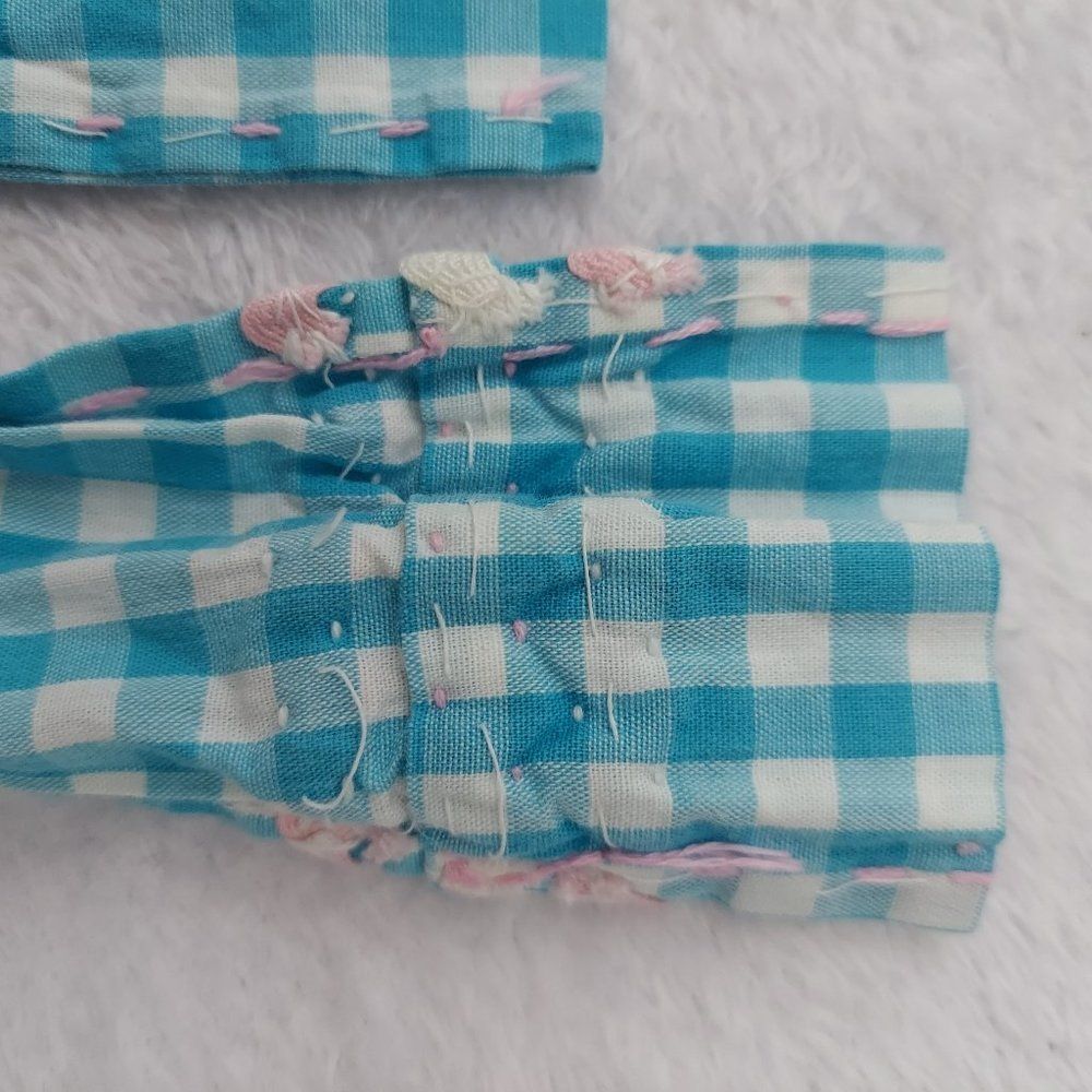 Vintage Handmade Gingham Apron, Teal - Picture 14 of 14